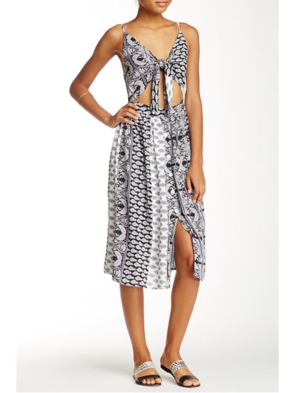Reverse Tie-Front Midi Dress with Cutout Free People Anthropologie Farm Rio